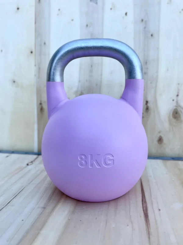 Kettlebell Olímpica violeta de 8 kg para atletas de nivel principiante.