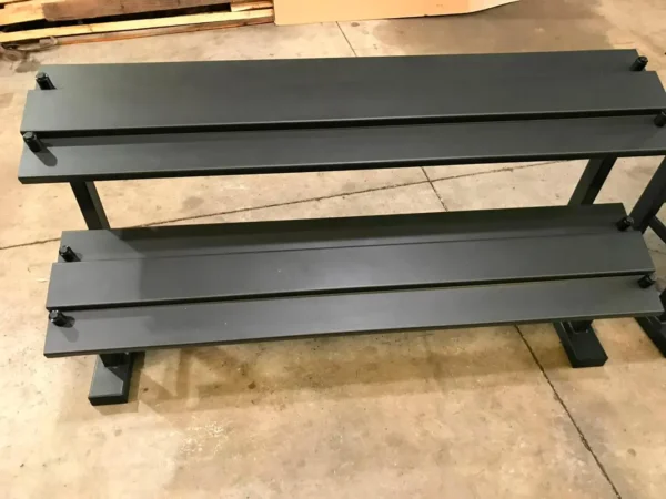 Soporte para mancuernas profesional de 2 alturas vacío, fabricado en acero negro de 150 cm.