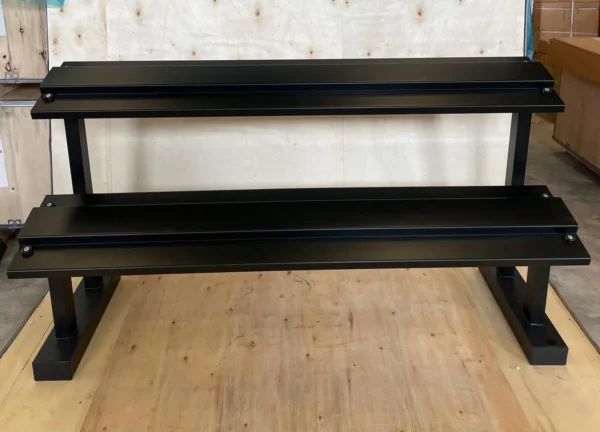 Soporte para mancuernas profesional de 2 alturas vacío, fabricado en acero negro de 180 cm.