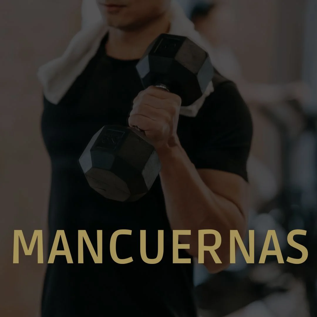 Gama de mancuernas para gimnasio en casa, incluyendo hexagonales de goma y regulables.